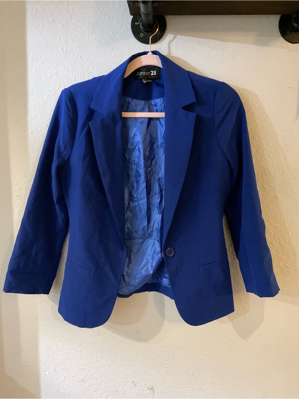 Forever 21 Women's Cobalt Blue Single-Button Blazer